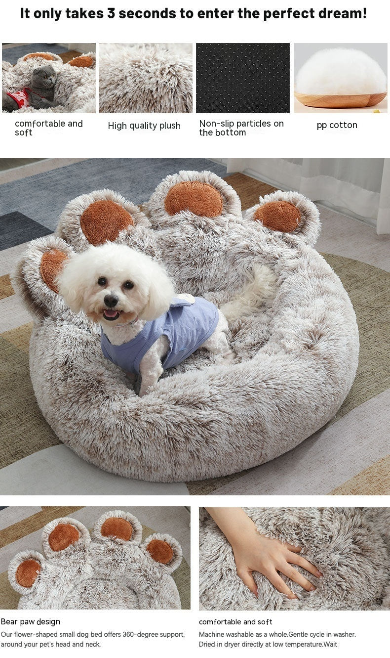 Hand-Shaped Plush Warm Pet Bed